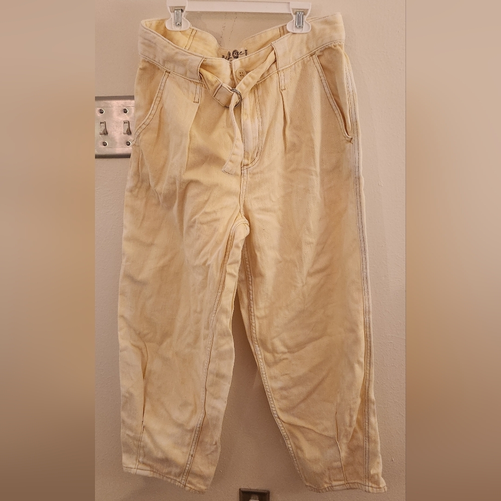 We The Free Yellow/Cream Denim Joggers